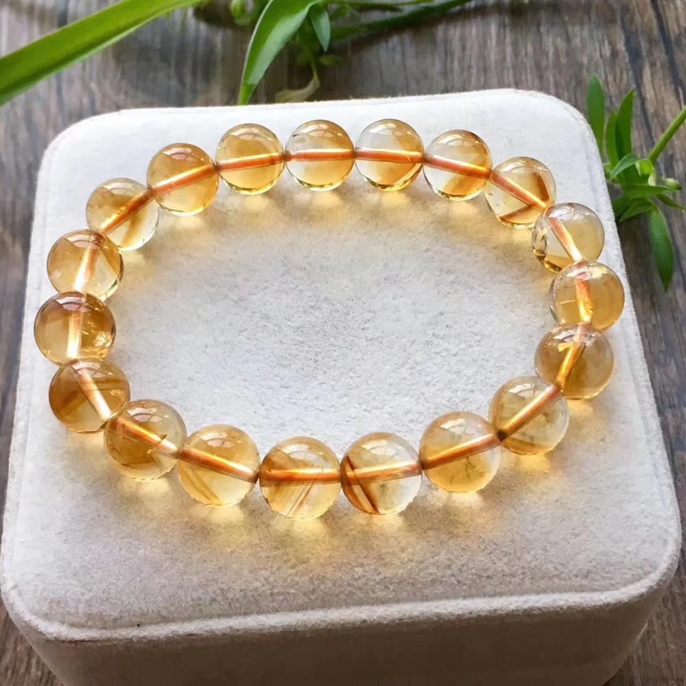 Genuine Natural Citrine Yellow Gemstone Round Beads Bracelet 8mm 9mm 10mm 11mm 12mm Brazilian Wealthy Stone Women Men AAAAA