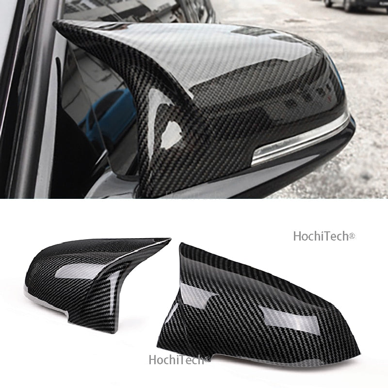 2 pieces Rearview Mirror Cover Cap Carbon Black for BMW Series 1 2 3 4 XM 220i 328i 420i F20 F21 F22 F23 F30 F32 F33 F36 X1