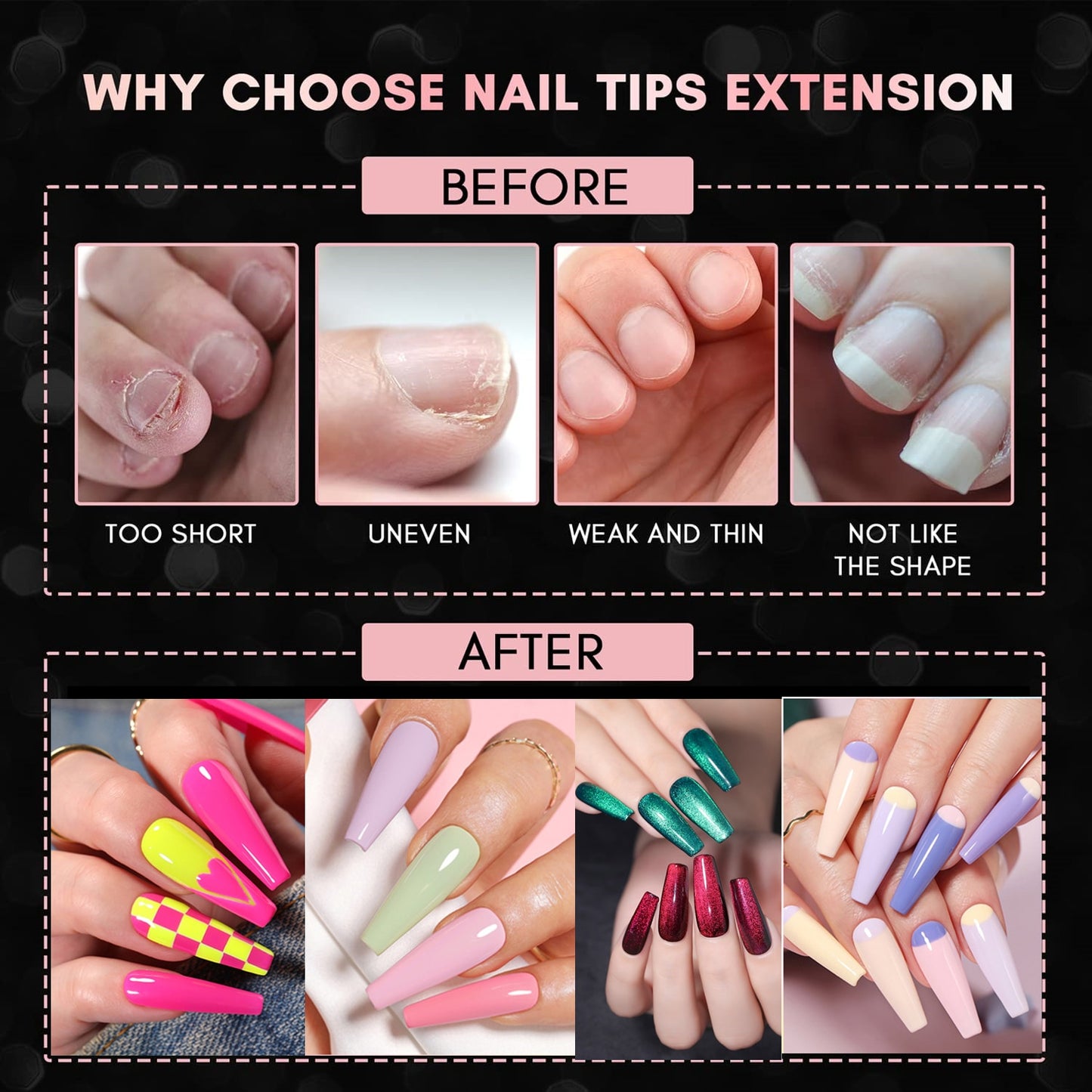 Makartt 500pcs Coffin Nails Long Ballerina False Nails Tips Clear Full Cover Ballet Acrylic Natural Fake Nails Press On Nail