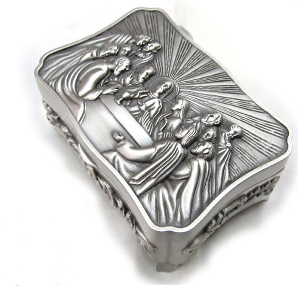 The Last Supper of The Catholic Holy Goods Collection Box Catholicism Storage Box Tin Caddy Prayer Beads Holy Cards Jesus Church