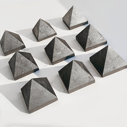 Handcrafted Shungite Pine Pyramid - Natural Crystal for Meditation, Home Decor &amp; Feng Shui Protection