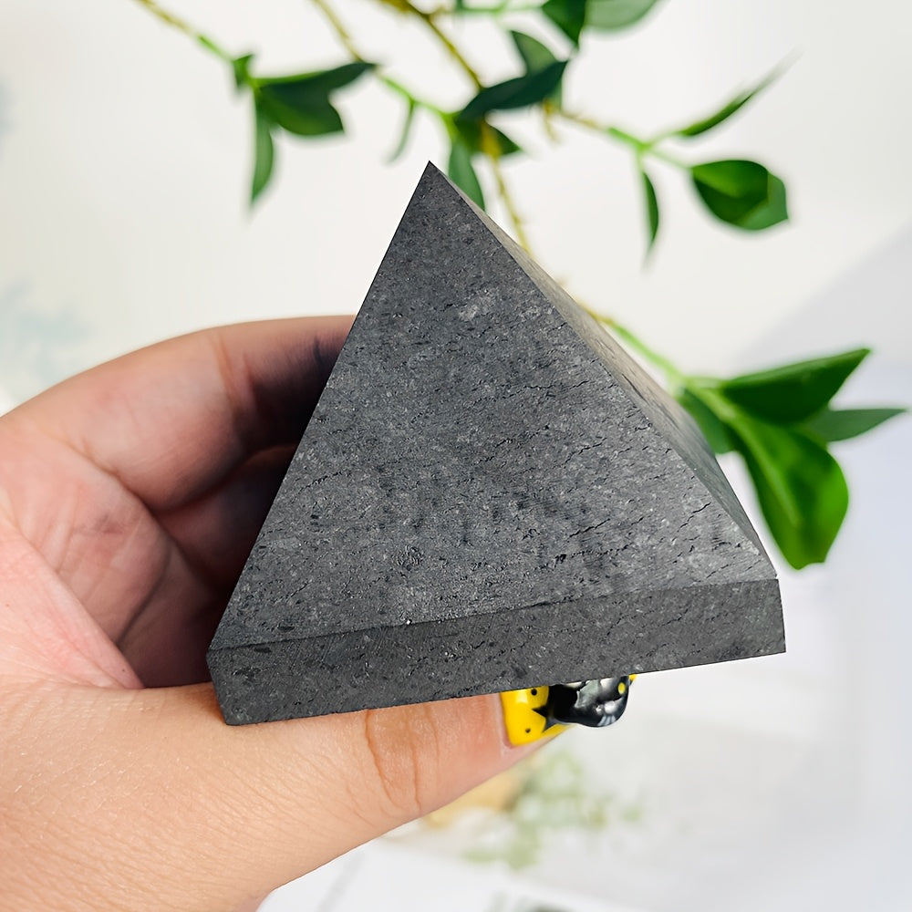 Handcrafted Shungite Pine Pyramid - Natural Crystal for Meditation, Home Decor &amp; Feng Shui Protection