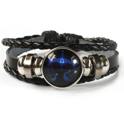 12 Zodiac Signs Constellation Charm Luminous Bracelet Men Women Fashion Multilayer Weave leather Bracelet &amp; Bangle Birthday Gift