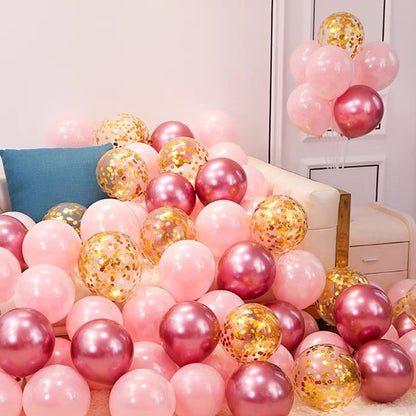 20/40pcs 10inch Pink Balloons Confetti Chrome Metallic Latex Balloon Christmas Baby Shower Birthday Wedding Party Decorations