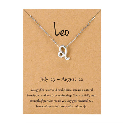 Zodiac Sign Pendant Necklace For Women 12 Constellation Jewelry Choker Charm Silver Color Chain Birthday Card Gift Female Collar