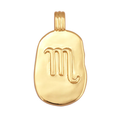 Trendy Charm Zodiac Horoscope Sign Medallion Pendant Real 18K Gold Plated Sparkle for Necklace Bracelet Jewelry Making Supply