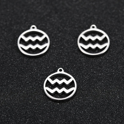 Teamer 12pcs Zodiac Floating Charms Stainless Steel Gemini Aries Libra Taurus Twelve Constellation Pendant for Jewelry Making