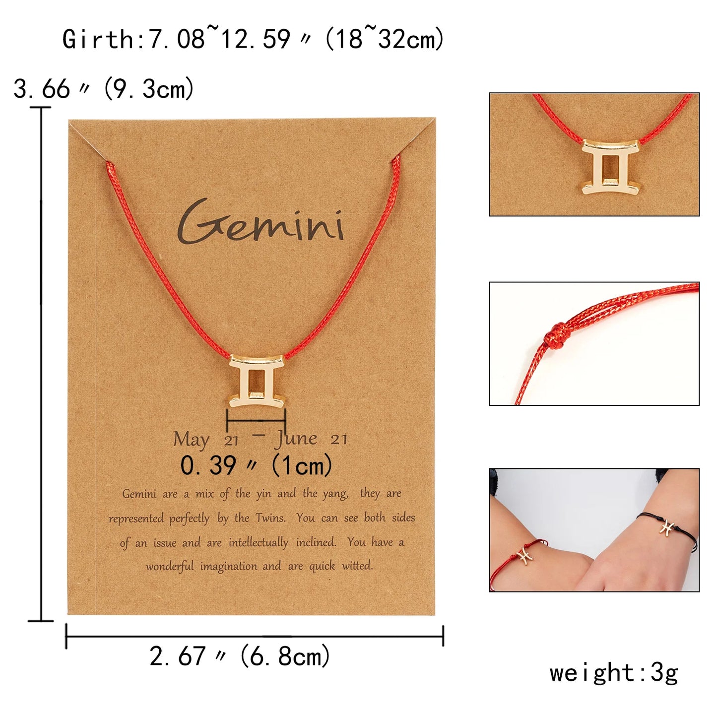 Fashion 12 Constellation Zodiac Sign Rope Bracelet for Women Lucky Red Black Thread Handmade Weave Birthday Gifts Couple Jewelry