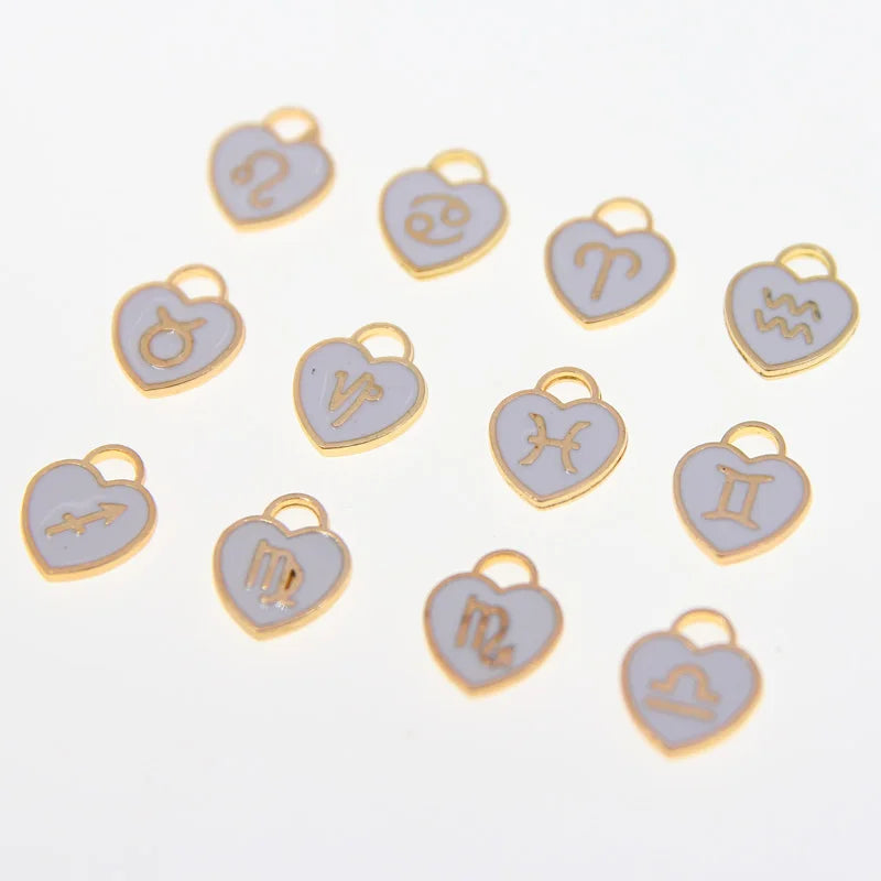 12pcs 12*14mm Animal 12 Constellations Zodiac Charms Enamel Charms Handmade Pendant For Diy Bracelet Jewelry Making Wholesale
