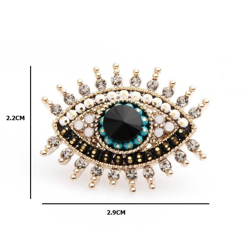 Wuli&amp;baby Small Rhinestone Black Blue Eye Brooches Women Alloy Simulated Pearl Eye Collar Pins Gifts