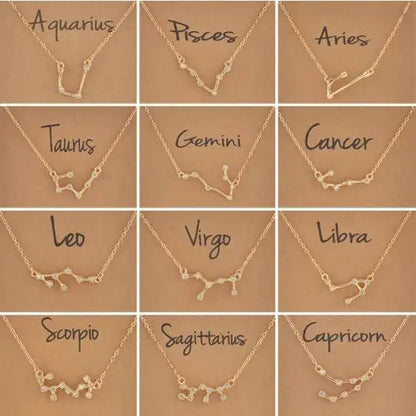 Cardboard Star Zodiac Sign 12 Constellation Bracelet Crystal Charm Gold Color Chain Bracelet for Women Birthday Jewelry Gifts