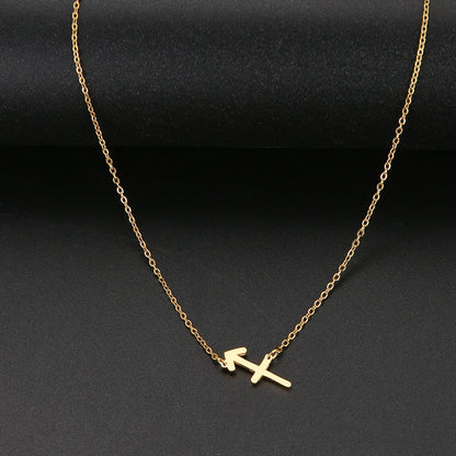 2022 Stainless Steel Zodiac Necklaces 12 Constellation Necklace CZ Astrology Astrology Zodiac Star Birthday Gifts For Women Girl