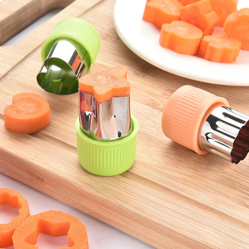 Star Heart Shape Vegetables Cutter Plastic Handle 3Pcs Portable Cook Tools Stainless Steel Fruit Cutting Die Kitchen Gadgets