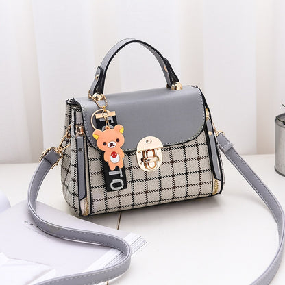 OkoLive SB0046 Korean New Fashion Women School Cute Litter Bear PU Leather Waterproof Handbag Simple Women&#39;s Shoulder Bag