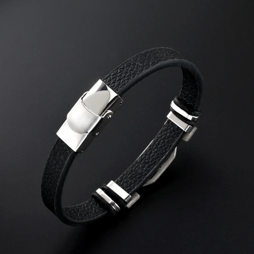 Stainless Steel 12 Constellation Bracelets  Zodiac Black Leather Couple Bracelet for Men and Women Jewelry Pulseras Hombre