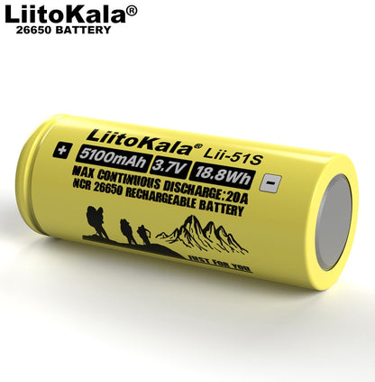 6-30PCS Liitokala LII-51S 26650 20A power rechargeable lithium battery 26650A , 3.7V 5100mA .  Suitable for flashlight