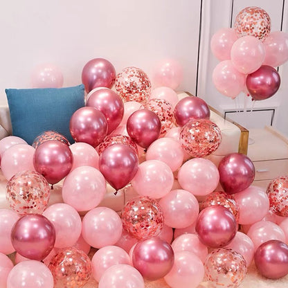 20/40pcs 10inch Pink Balloons Confetti Chrome Metallic Latex Balloon Christmas Baby Shower Birthday Wedding Party Decorations