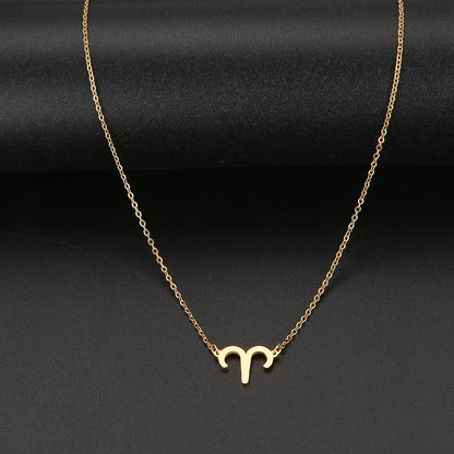 2022 Stainless Steel Zodiac Necklaces 12 Constellation Necklace CZ Astrology Astrology Zodiac Star Birthday Gifts For Women Girl