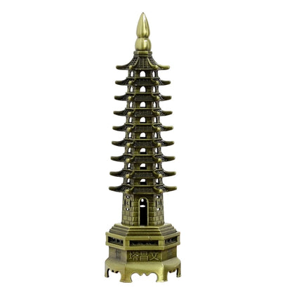 Feng Shui 9-Levels Alloy 3D Model Chinese Wenchang Pagoda Tower Crafts Statue Souvenir Home Decoration Metal Handicraft