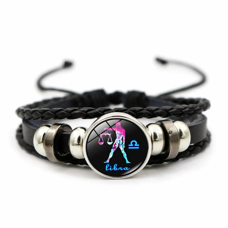 12 Zodiac Signs Constellation Charm Bracelet Men Women Fashion Multilayer Weave leather Bracelet & Bangle Birthday Gifts-1