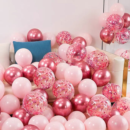 20/40pcs 10inch Pink Balloons Confetti Chrome Metallic Latex Balloon Christmas Baby Shower Birthday Wedding Party Decorations