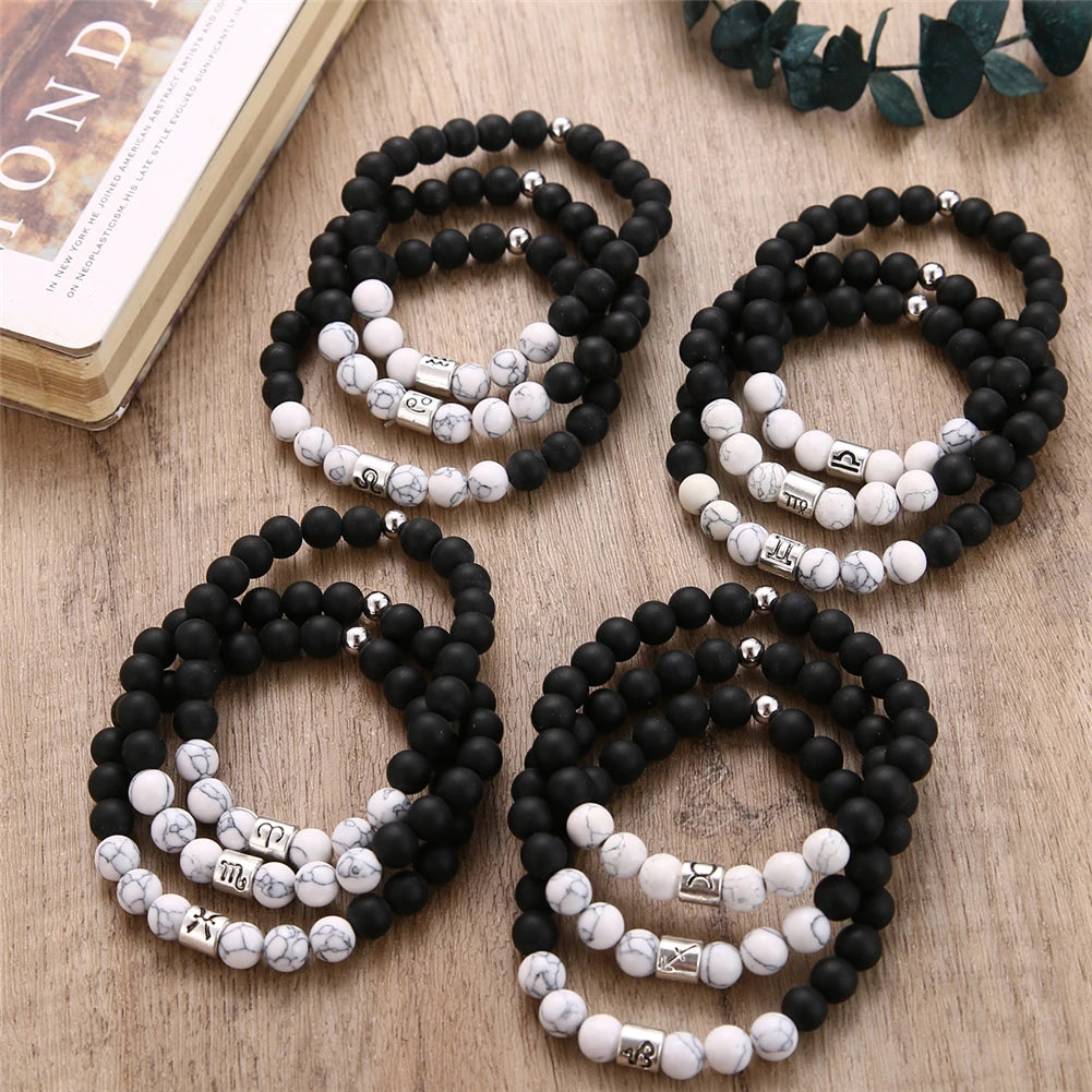 12 Constellations Handmade Beads Volcanic Stone Bracelets for Women Charm 12 Zodiac Bracelets Bangles Cuff Bracelet Pulseira