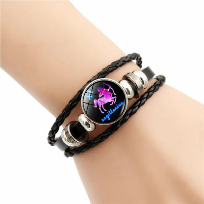 12 Zodiac Signs Constellation Charm Bracelet Men Women Fashion Multilayer Weave leather Bracelet &amp; Bangle Birthday Gifts-1