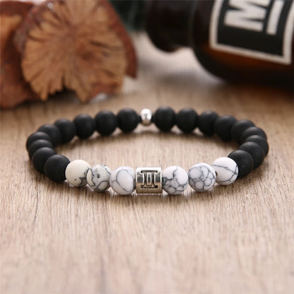 12 Constellations Handmade Beads Volcanic Stone Bracelets for Women Charm 12 Zodiac Bracelets Bangles Cuff Bracelet Pulseira