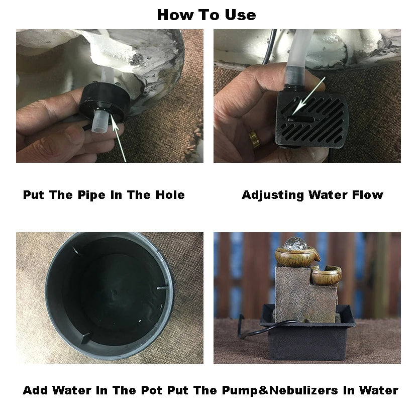 Wealth Feng Shui Company Office Tabletop Ornaments Desktop Flowing Water Waterfall Fountain With Color Changing LED Lights Spray