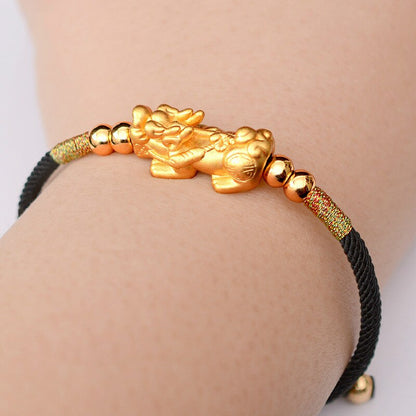 Lucky Red Rope Bracelets Pixiu Gold Color Tibetan Buddhist Knots Adjustable Charm Bracelet For Women Men