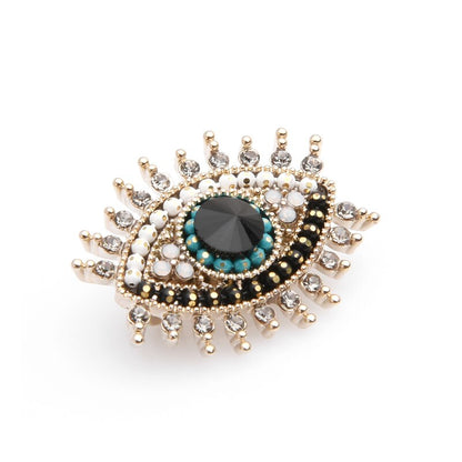 Wuli&amp;baby Small Rhinestone Black Blue Eye Brooches Women Alloy Simulated Pearl Eye Collar Pins Gifts