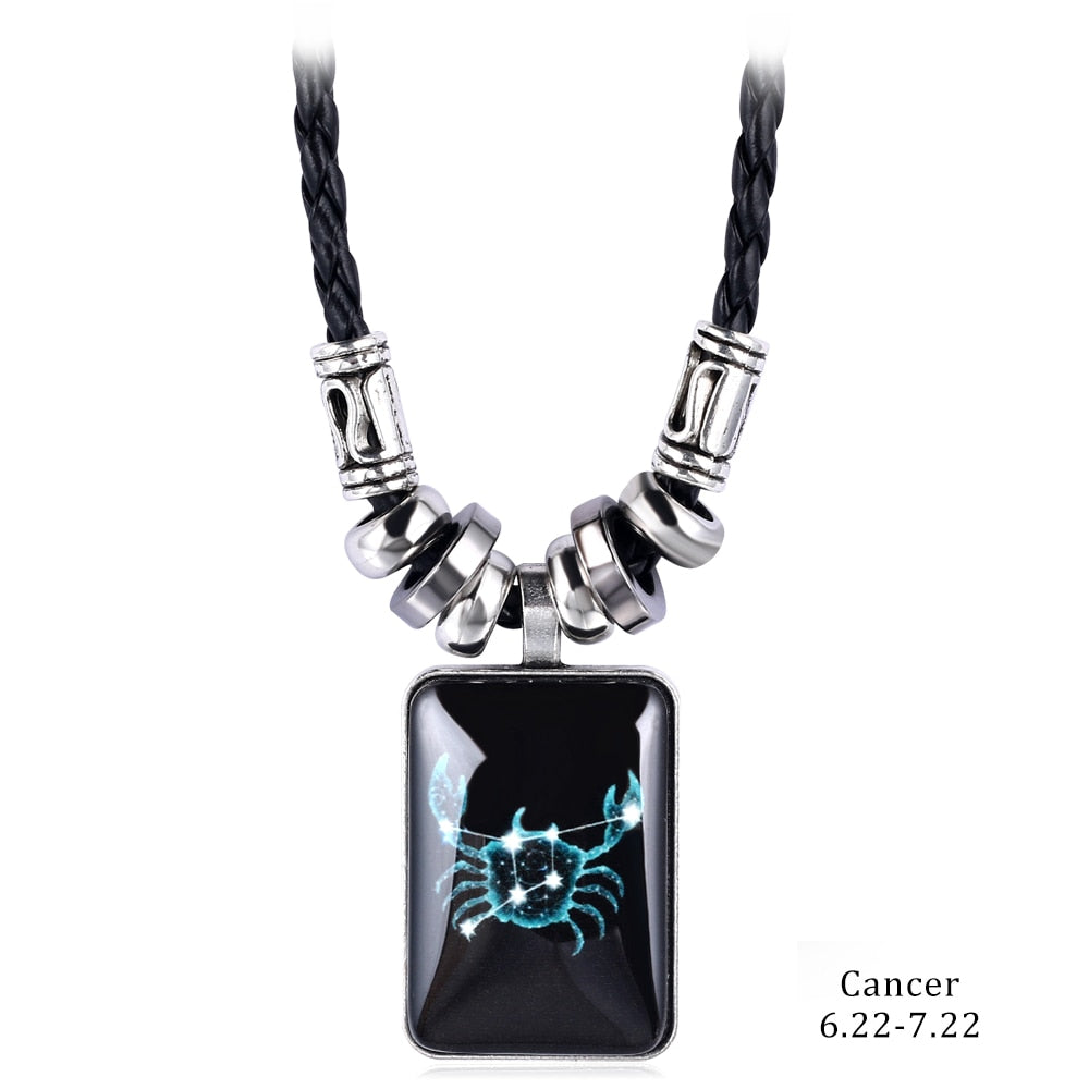 2022 Charm Pendant Necklace Galaxy Constellation Design 12 Zodiac Sign Horoscope Astrology Necklace for Women Men Resin Jewelry