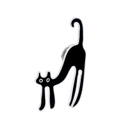 Cartoon Animal Brooches Black White Couple Cat Fish Bone Enamel Pins Clothes Collar Lapel Pin Bag Metal Badges Jewelry For Lover