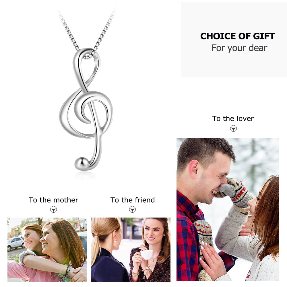 JewelOra Silver Color Musical Note Necklaces &amp; Pendants Elegant Pendant Necklace Women Gifts for Girlfriend