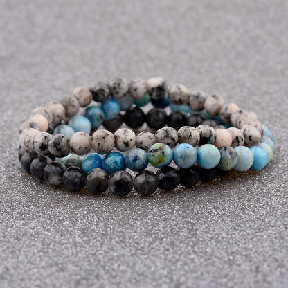 Amader 4 Style Women's Multicolor 6mm Natural Stone Beads Elastic Charm Bracelet Trendy Men Blue Bead Prayer Bracelet AB176