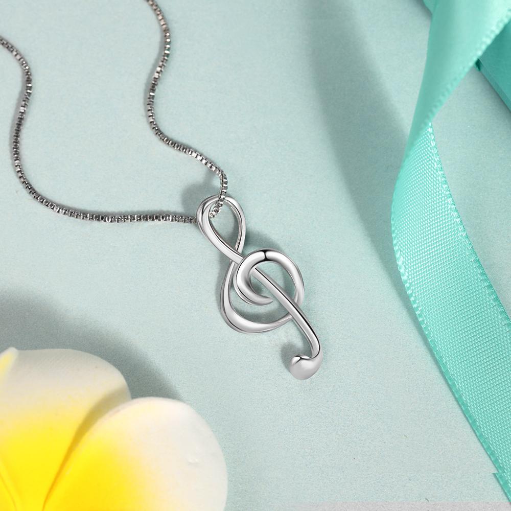 JewelOra Silver Color Musical Note Necklaces &amp; Pendants Elegant Pendant Necklace Women Gifts for Girlfriend