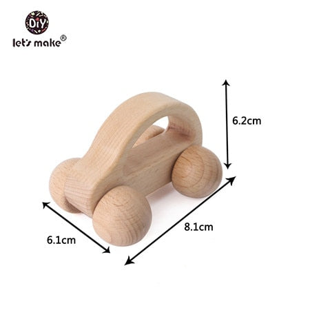 Let&#39;s Make Beech Wooden Animals 1pc Dogs Car Cartoon Elephants Montessori Toys For Children Teething Nursing Baby Teethers