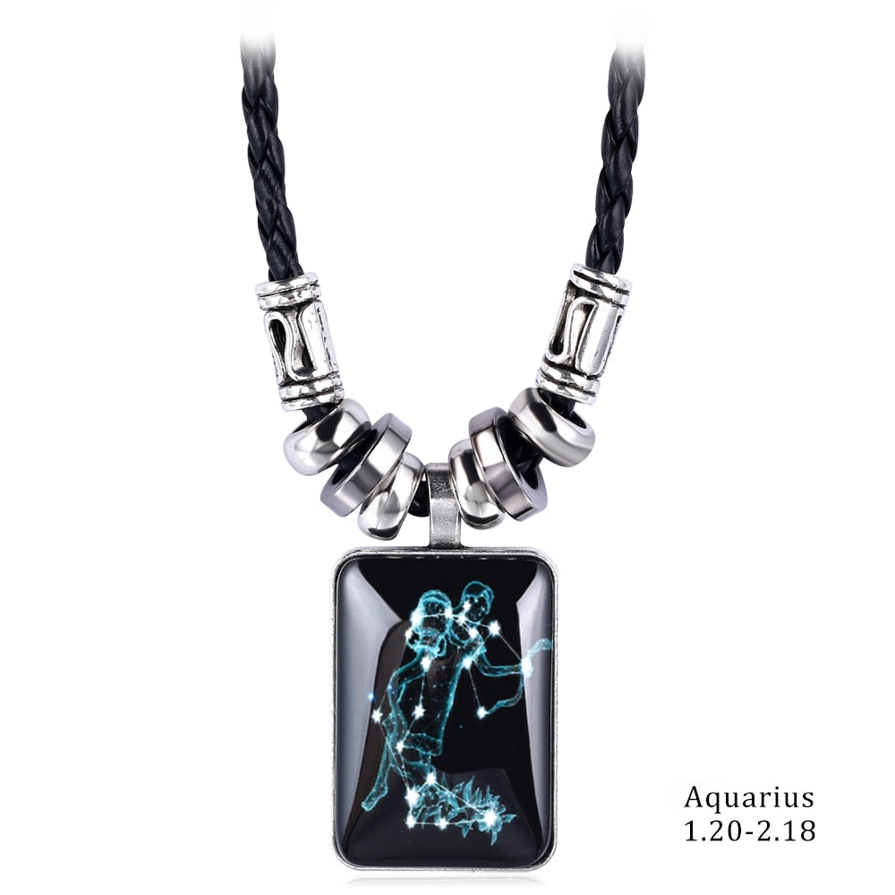 2022 Charm Pendant Necklace Galaxy Constellation Design 12 Zodiac Sign Horoscope Astrology Necklace for Women Men Resin Jewelry