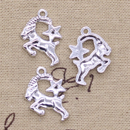 12pcs Charms Zodiac Capricron Aquarius Aries Cancer Leo Libra Taurus Scorpio Sagittarius Vigro Gemini Pisces DIY Antique Pendant