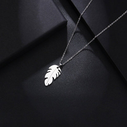 CACANA Stainless Steel Sets For Women Feather Shape Necklace Bracelet Earring Jewelry Lover&#39;s Engagement Jewelry