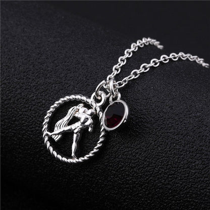 Skyrim Twelve Constellations Charm Necklace For Women Girl Zodiac Signs Jewelry Astrology Chokers Necklace Cancer Virgo Pisces