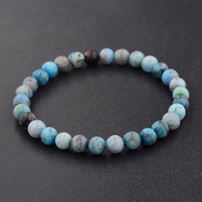 Amader 4 Style Women's Multicolor 6mm Natural Stone Beads Elastic Charm Bracelet Trendy Men Blue Bead Prayer Bracelet AB176