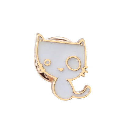 Cartoon Animal Brooches Black White Couple Cat Fish Bone Enamel Pins Clothes Collar Lapel Pin Bag Metal Badges Jewelry For Lover