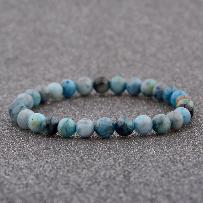 Amader 4 Style Women's Multicolor 6mm Natural Stone Beads Elastic Charm Bracelet Trendy Men Blue Bead Prayer Bracelet AB176