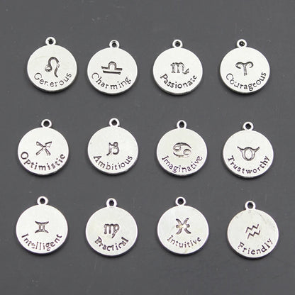 Charms Pisces Zodiac Vigro Aquarius Taurus Scorpio Capricron Gemini 20x17mm Antique Making Tibetan Bronze DIY Pendants