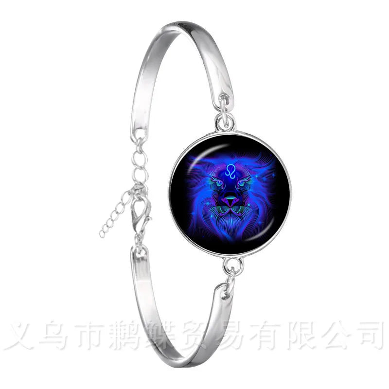 2018 Fashion Bracelet Galaxy Constellation Design 12 Zodiac Sign Horoscope Astrology Silver Plated Bangle For Women
