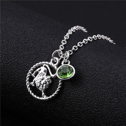 Skyrim Twelve Constellations Charm Necklace For Women Girl Zodiac Signs Jewelry Astrology Chokers Necklace Cancer Virgo Pisces