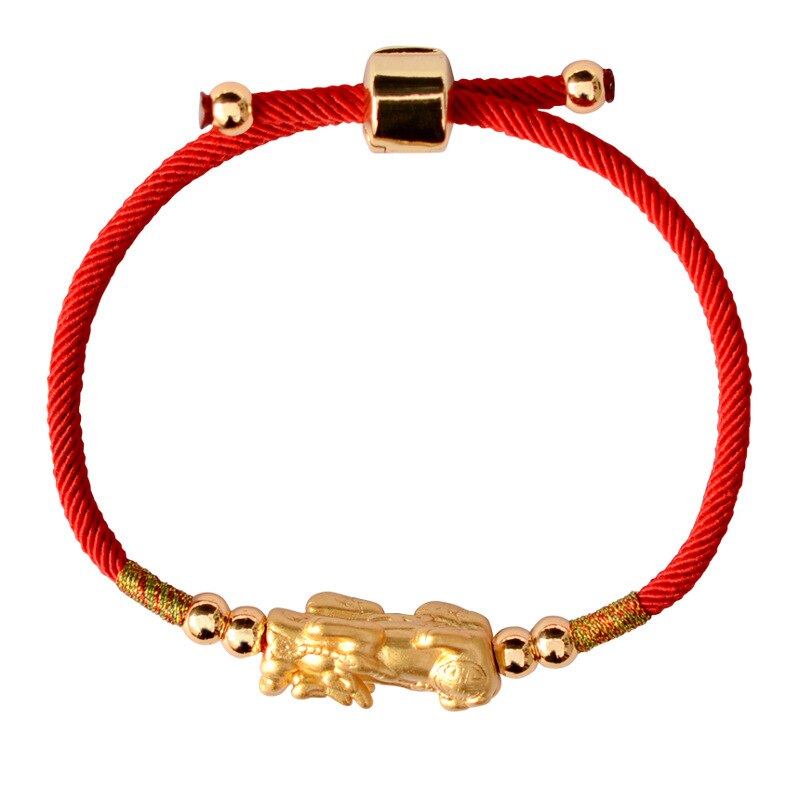 Lucky Red Rope Bracelets Pixiu Gold Color Tibetan Buddhist Knots Adjustable Charm Bracelet For Women Men