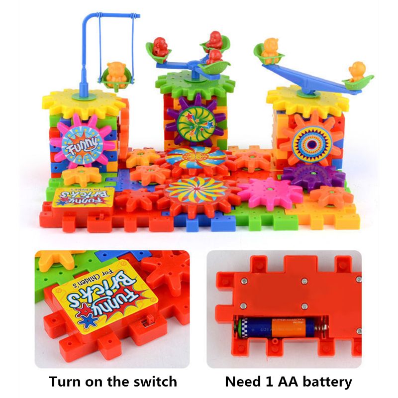 81 PCS Electric Gears 3D Model Building Kits Plastic Brick Blocks Educational Toys For Kids Children Gifts