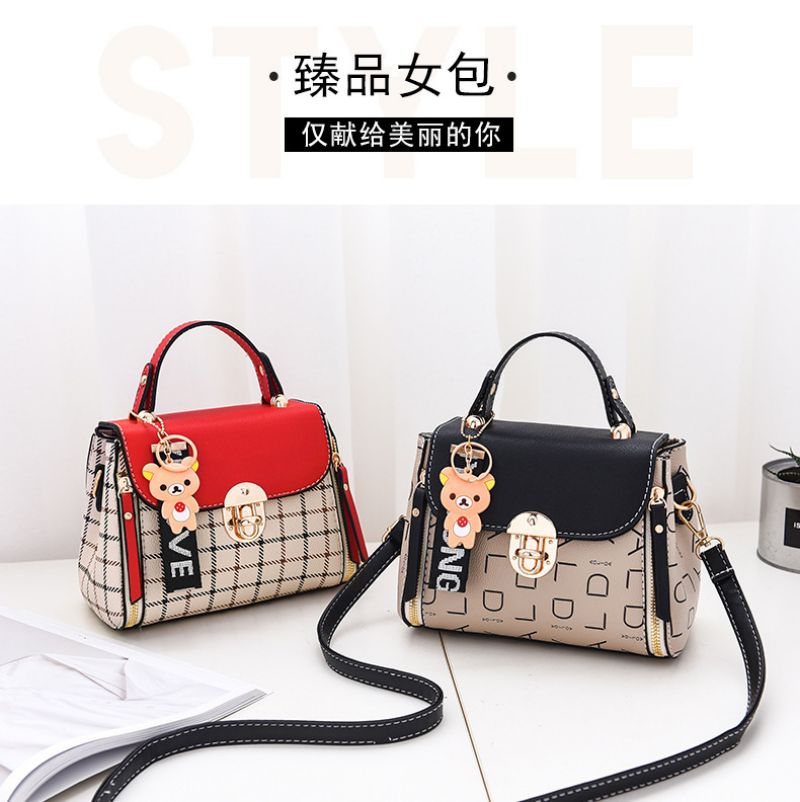 OkoLive SB0046 Korean New Fashion Women School Cute Litter Bear PU Leather Waterproof Handbag Simple Women&#39;s Shoulder Bag